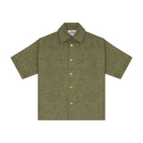 Moss Green Denim Love Button-Up