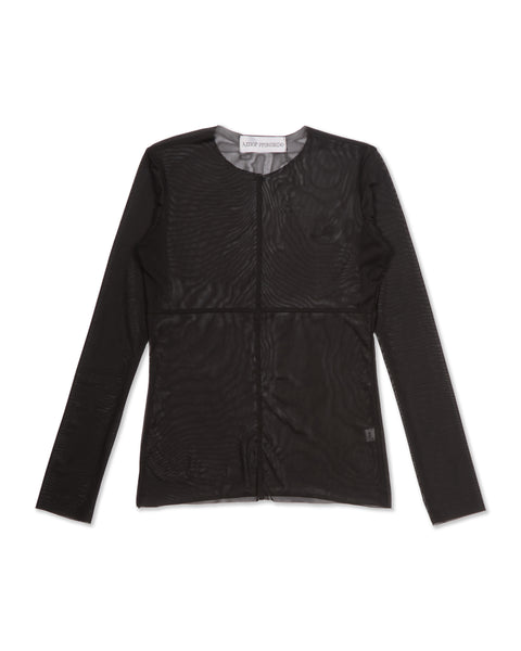 At Night? Panel Black Mesh Long Sleeve