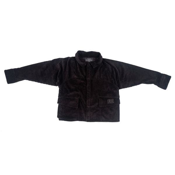 Black 'Drop Shoulder' Corduroy Jacket